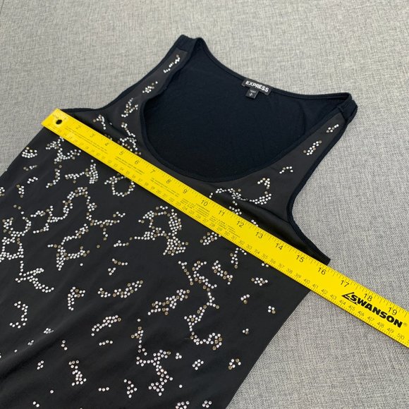 Express Sequin Black Tank Top Evening Part Wear Small Round Neck Sleeveless - Picture 6 of 10